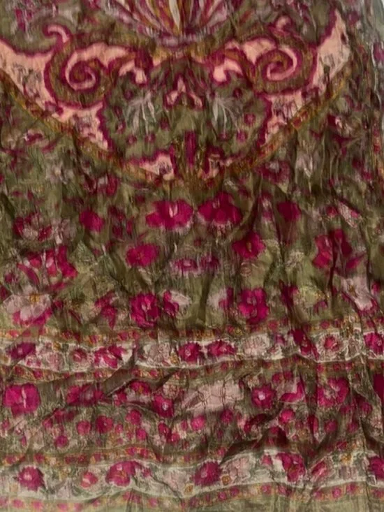 Floral Pink and Green Scarf - Picture 3 of 4